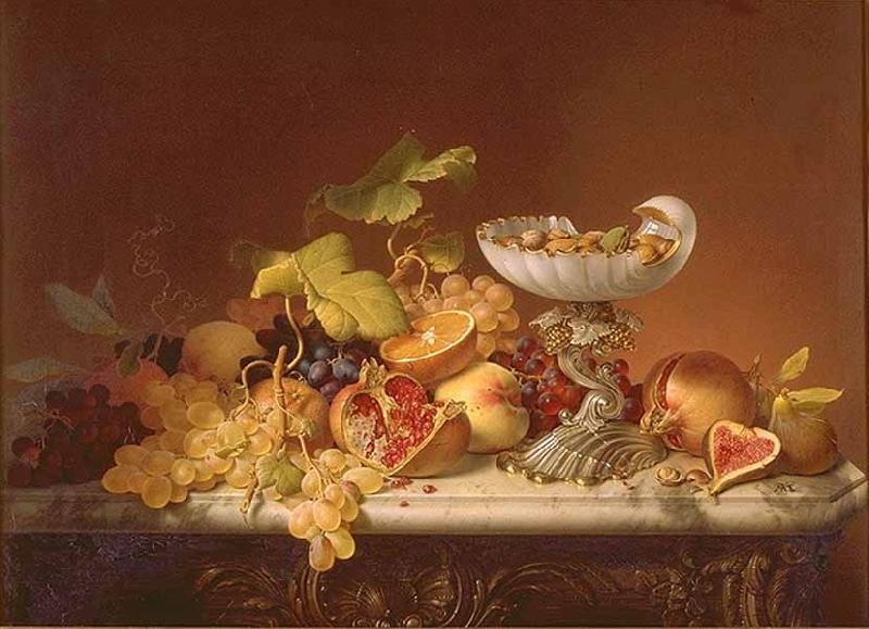 Johann Wilhelm Preyer Sudfruchte mit Milchglasschale in Muschelform France oil painting art